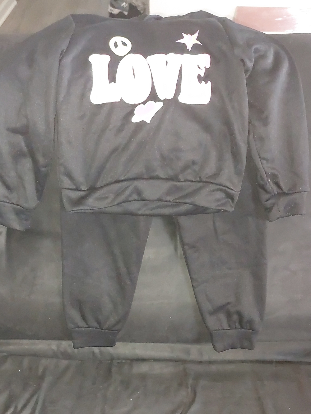 Kids Black 'LOVE' Sweatshirt & Joggers Set - Cozy Graphic Loungewear